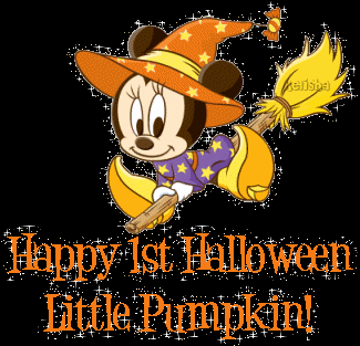 Mała Myszka Miki na miotle Halloween